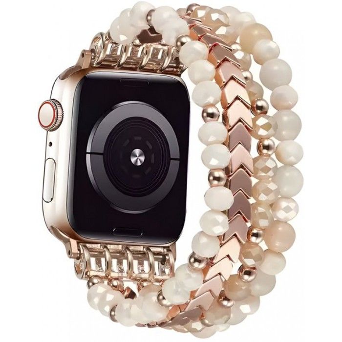 ® Aura - 42/44/45/46/49 mm - Taille unique - Bracelet de perles style bohème compatible avec Apple Watch - Convient GEL IONOPHORESE