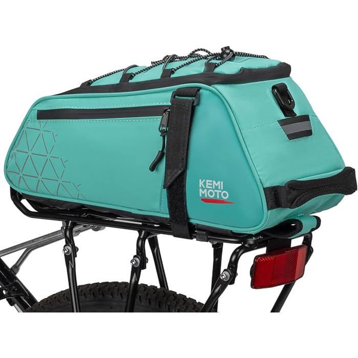 2 en 1 Sacoche Vélo Étanches 8L Sacs Porte Arrière Multifonctionnelle Plusieurs Compartiments avec 8L Vert