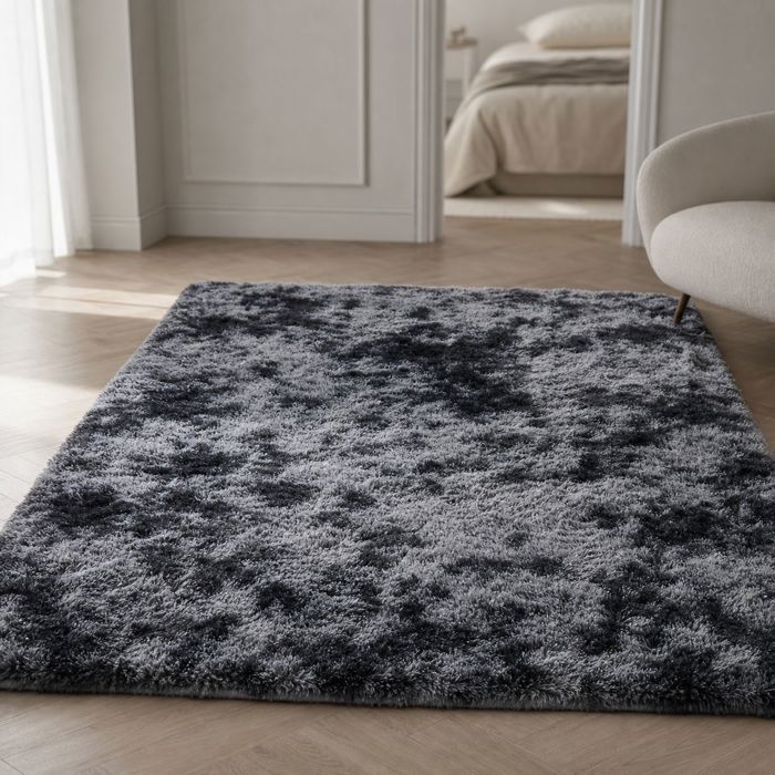 Tapis shaggy salon moelleux antidérapant – polyester doux 4 cm – pour chambre canapé – 200 x 300 cm gris foncé