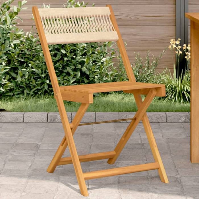 Chaises de Bistrot Lot de 2 Beige 41 x 52 5 x 80 cm en bois dacacia massif avec pliable pour Bistro et Balcon 40319