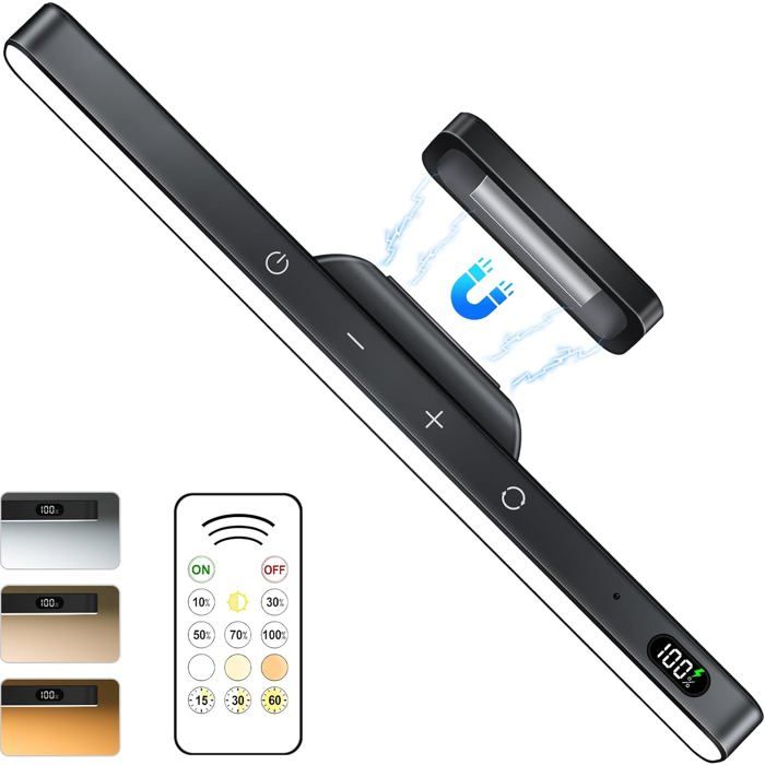 Lampe cuisine LED 3 W 120 LED magnétiques tactiles 3 couleurs batterie 2000 mAh éclairage sans fil sous armoire