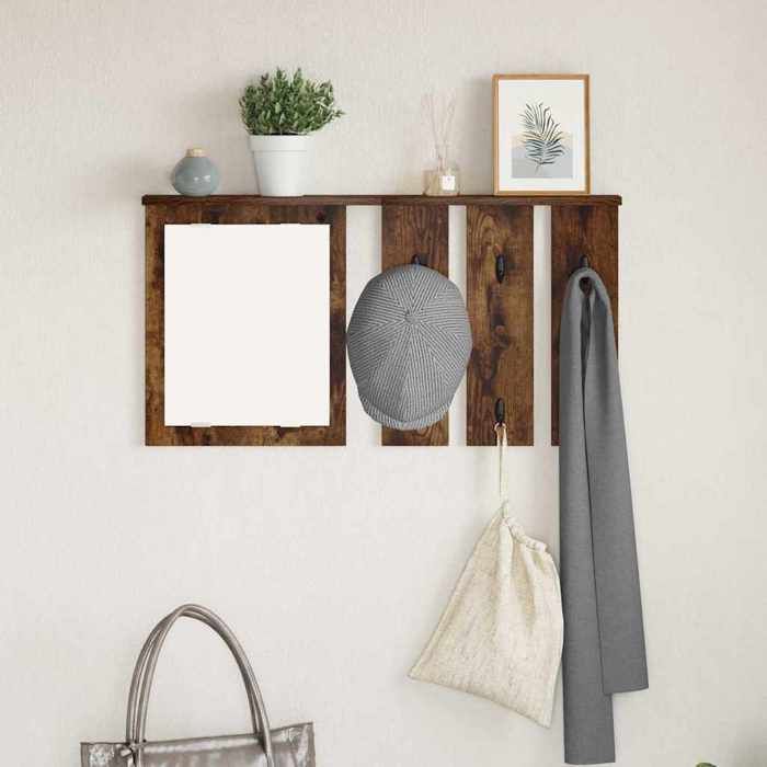 Meuble étagère de salon - HABITUDE - Porte-manteau mural Montage mural Chêne fumé 85x10x45 cm - design légère@60123