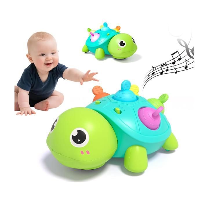 ouet éducatif tortue rampant pour bébé 1 an avec musique et lumière boîte à formes pyramide gigogne jeu de tri des formes