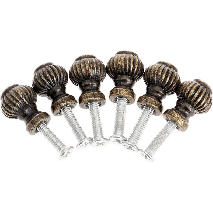 14mm Mini Boutons de Tiroirs Bronze Vintage Lot de 6 Petits Boutons à Tête Ronde Bouton de Meuble pour Boîte en Bois Antique