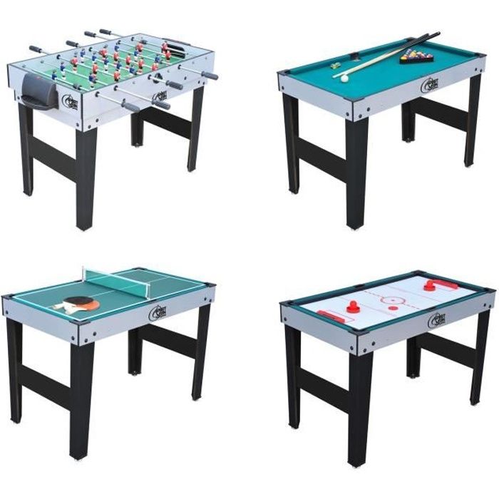 Baby-foot 4 en 1 : Football, Tennis de Table, Hockey, Billard Table  Multi-Jeux Gain de Place 81,5 x 42.5 x 31.5 cm - Cdiscount Jeux - Jouets