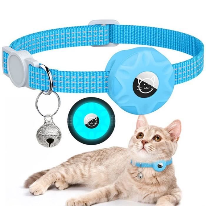 Meilleurs prix pour AMORUS Collier Chat Étui En Silicone Réfléchissant Pour Animal De Compagnie Bluetooth Tracker Housse De Protection - Bleu Lumineux