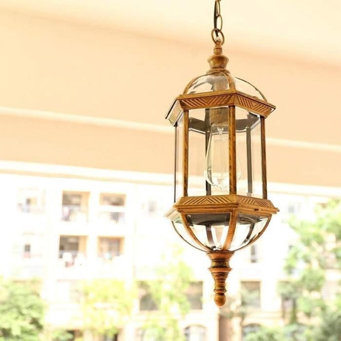Lustre luminaire de plafond E27 pour balcon et jardin extérieurs luminaire décoratif - ampoule non incluse (couleur bronze)