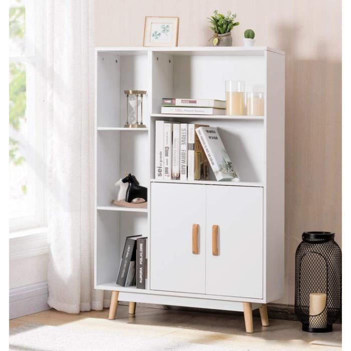 GIANTEX Bibliothèque Ouverte Sur Pieds Style Contemporain Avec Armoire De Rangement Et 5