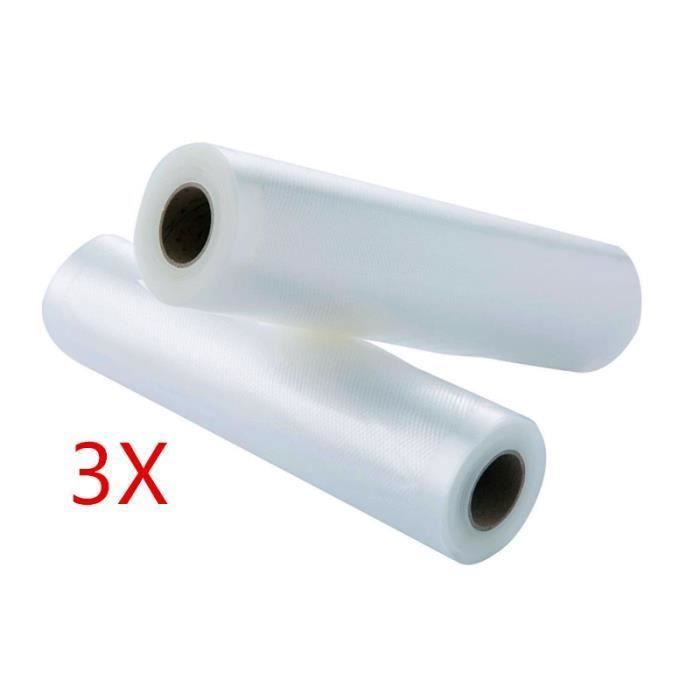 3 rouleaux sous vide de gaufrage alimentaire pour scelleuse sous vide, 28  cm x 5 m, rouleau de film sous vide pour sac de sécurité - Cdiscount Maison