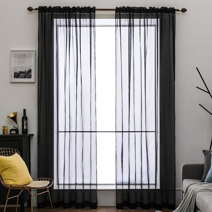 Rideaux Voile Transparents 140x200cm Blanc - 2 Panneaux à Oeillets Pour Salon Et Chambre