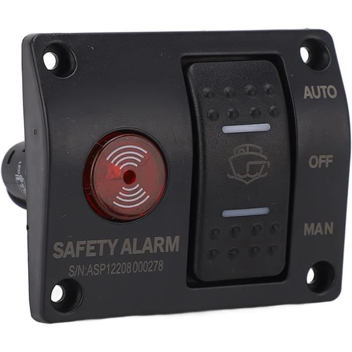 Panneau Commande Pompe De Cale 3 Voies - Auto/Arrêt/Manuel - LED - Disjoncteur 15A - 12V/24V - Pour Bateau