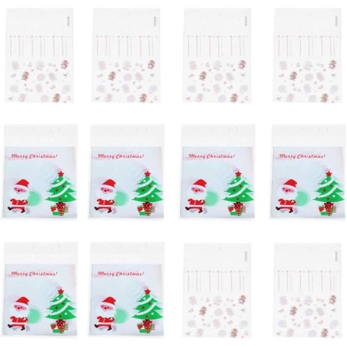 100 Pièces Sachet Biscuit Noel Auto-Adhésifs Flocon de Neige Sachets