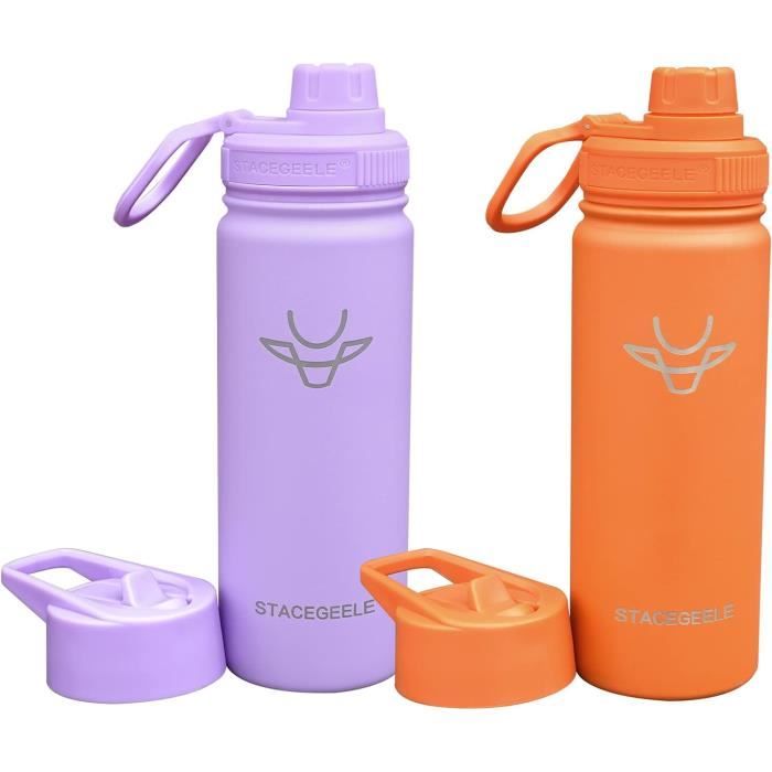 LightBeacon 2 Pièces Bouchon Gourde, Bouchon Gourde Isotherme, Couvercle à Paille De Rechange, Avec 4 Pailles De Rechange - 2 Brosses, Pour Cyclisme Sport Et Fitness