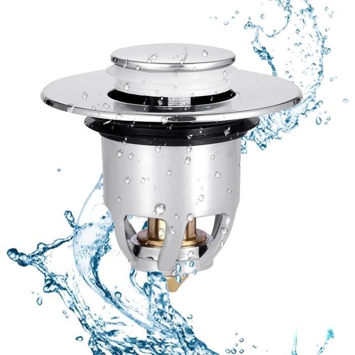Bouchons De Lavabo Avec Chaîne - Lot De 4 - 42-45mm - Caoutchouc Argenté - Étanches Et Universels