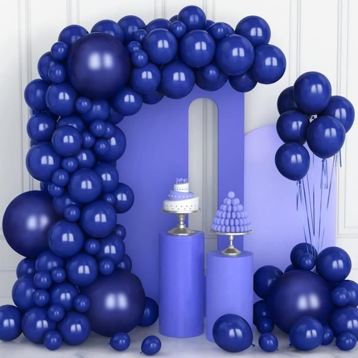 Kit Arche Ballons Bleu Marine, 114Pcs Kit Guirlande Ballon Bleu Marine Blanc Or Avec Ballons
