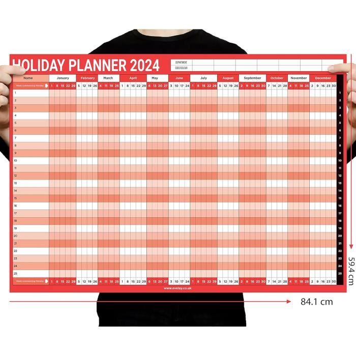 Calendrier Mural 2025 Evelay Format A1 (84x59cm) - Arc-en-ciel - Année Complète Par Page