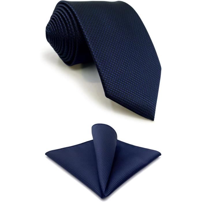 Shlax&Wing Cravate Couleur Unie Bleu Navy Soie Pour des Homme Soie