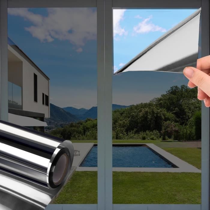 Film fenetre Anti Regard Film Miroir Fenêtre sans Tain Anti Chaleur Anti UV Protection de la Vie Privée pour Fenêtre Bureau Maison Magasin 40×200CM | Leroy Merlin