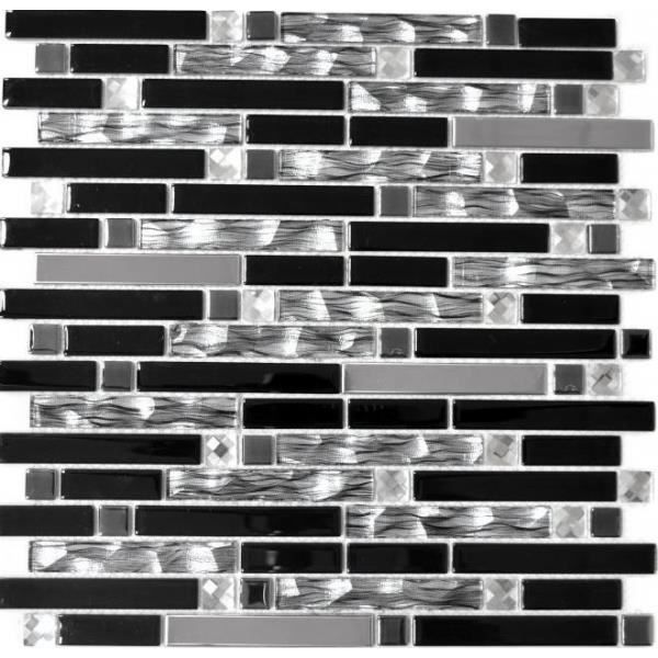 Mosaïque céramique Bouton Loop Penny Round uni noir poli | Leroy Merlin