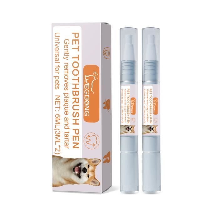 Stylo à brosse à dents pour animaux de compagnie - Dissolvant de tartre pour chien - Lot de 2