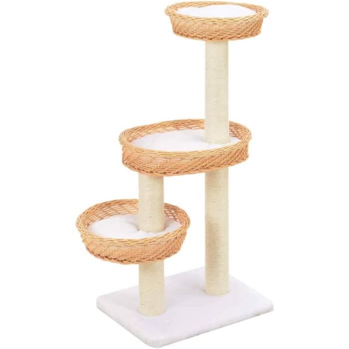 Couchage Et Mobilier Pour Chats Vidaxl Arbre A Chat En Osier Avec 3 Paniers Amovibles 85 Cm Cdiscount Animalerie