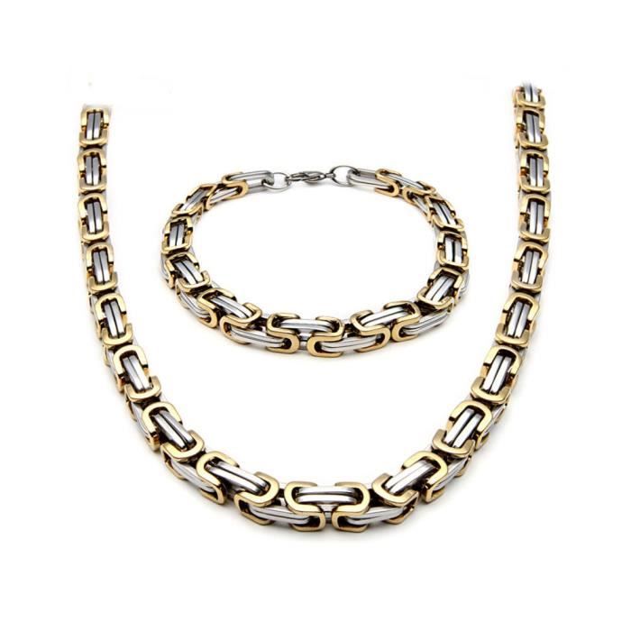Parure - Acier Plaqué Or - Modèle Byzantine - 6mm - Mixte - Doré