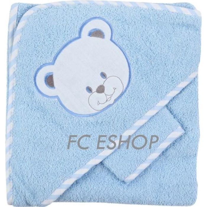 Parure De Bain Nounours Bleu Bebe Garcon Cdiscount Puericulture Eveil Bebe