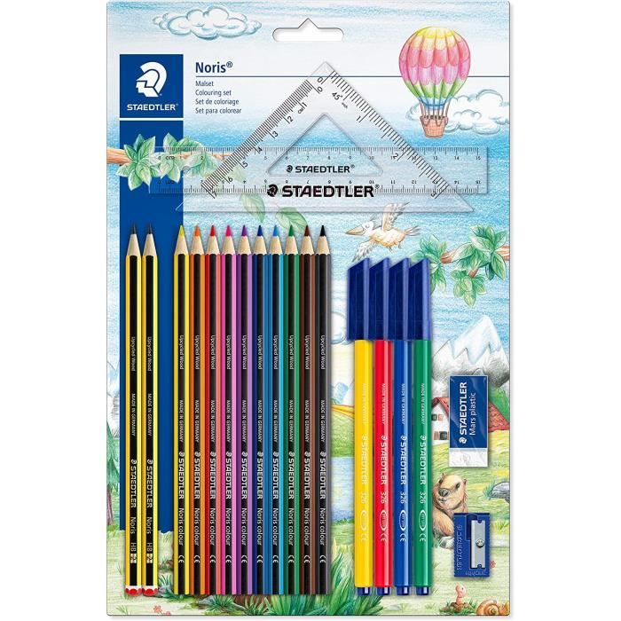 Trousse Géométrie CALCUSO Pro - Compas, équerre, Règle - Pour école/bureau - Turquoise