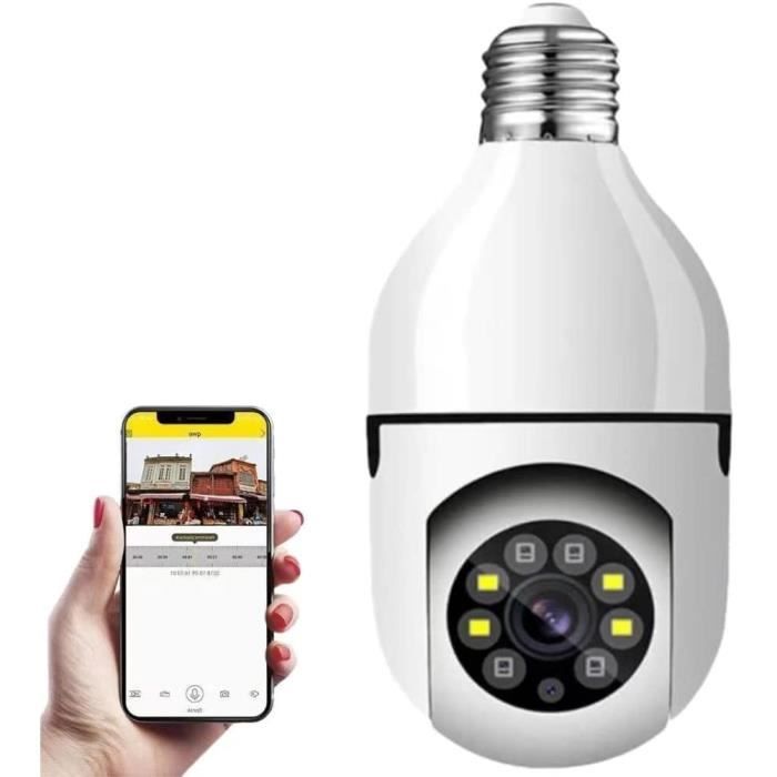 Lot de 2 ampoules WiFi pour extérieur, caméra 360°, Full HD 1080p