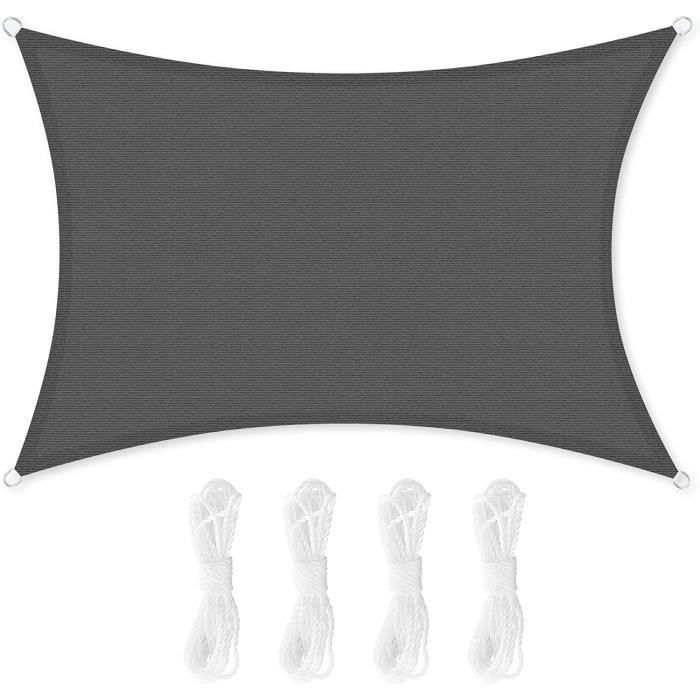 Voile D'ombrage HENG FENG 2.5x3m - Protection UV 95% Pour Jardin, Terrasse, Piscine | Anthracite