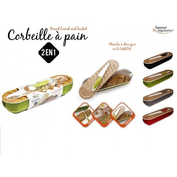 Relaxdays Corbeille à Pain Bambou Avec Insert Tissu - Panier Ovale Motif Français Pains Et Croissants