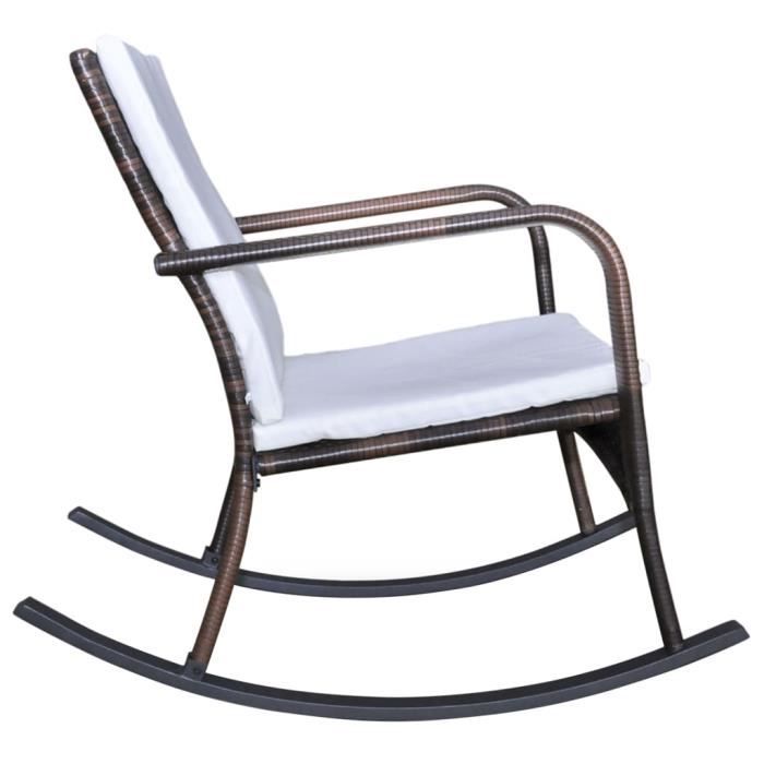 super -chaise à bascule d'extérieur style scandinave fauteuil à bascule chaise de jardin  marron résine tressée @229070