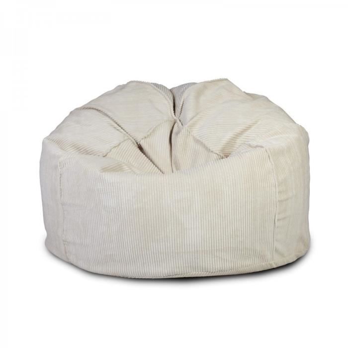 pouf poire fauteuil velours côtelé sacoche blanc - scandinave moderne - 55x90cm