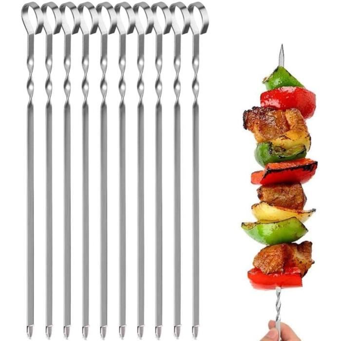 50 Brochettes En Inox Réutilisables QUARKZMAN - 39 Cm Pour Barbecue, Grillades De Viande, Légumes, Crevettes - 3