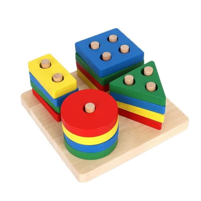 Puzzle Montessori En Bois – 12 Formes Géométriques Et Couleurs – Jouet éducatif 1-3 Ans – Cadeau Sensoriel