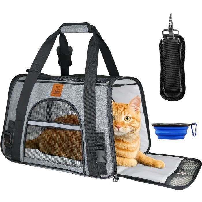 Sac transport chat chien, caisse de transport chat portable et respirant, cage  transport chat pliable avec laisse de sécurité inté - Cdiscount