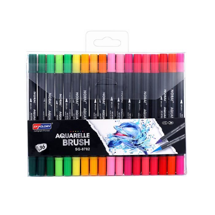 Nabance 72 Stylo Aquarelle Dual Brush Pen 1 Livre de Coloriage 3 Aqua Brush 10 Papier Aquarelle Feutres Pinceaux pour Coloriage Adulte et Enfant Dessin Bullet Journal Calligraphie 