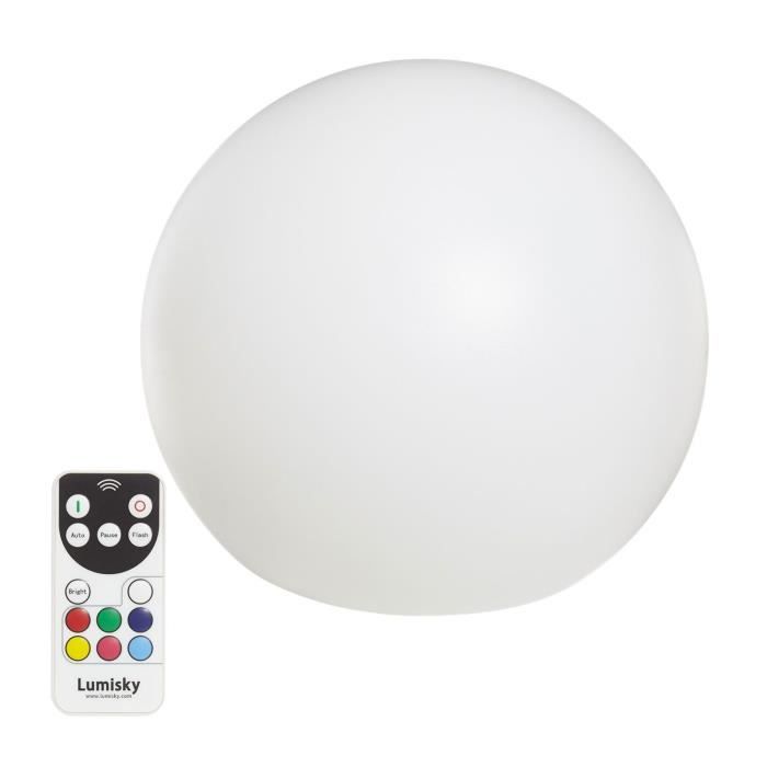LUMISKY - Boule lumineuse sans fil flottante LED - multicolore dimmable BOBBY - 40cm avec télécommande et socle à induction