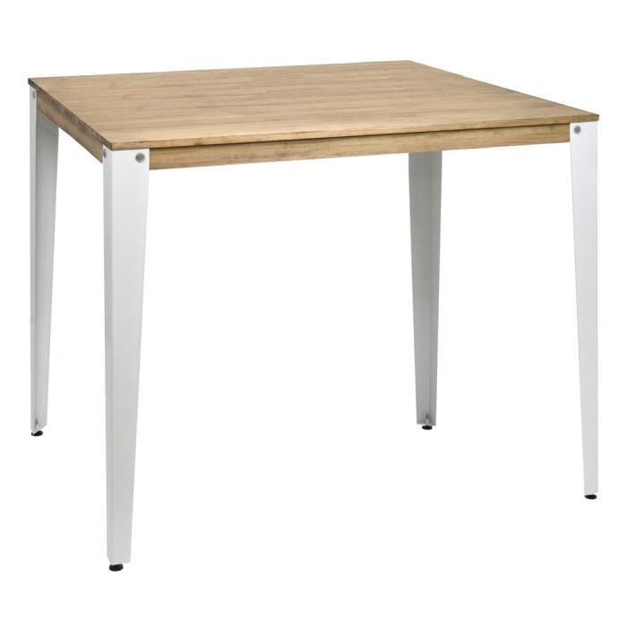 table mange debout lunds - box furniture - blanc - industriel vintage - 140x80x110cm