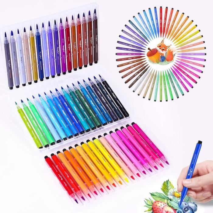 JoyCat Lot de 48 marqueurs lavables pour enfants, 48 couleurs lavables avec étui de transport et de rangement, marqueurs de coloriage en vrac pour garçons et filles, fournitures scolaires et de classe JoyCat Lot de 48 marqueurs lavables pour enfants, 48 couleurs lavables avec étui de transport et de rangement, marqueurs de coloriage en vrac pour garçons et filles, fournitures scolaires et de classe