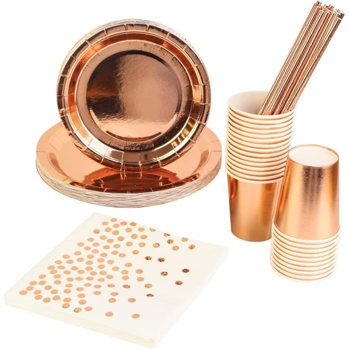 Pailles En Papier Doré Rose Pour Fête Mariage Anniversaire - Lot Neuf, Jetable, Déco