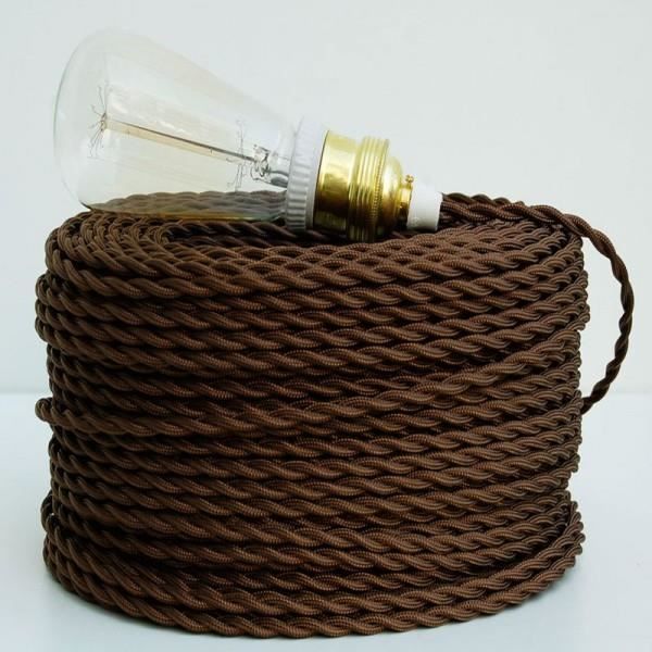 lampes C/âble /électrique tress/é tresse style vintage avec rev/êtement en tissu color/é Gris fonc/é souris section 3/ x 0,75/ pour lustres abat jour Fabriqu/é en Italie Design