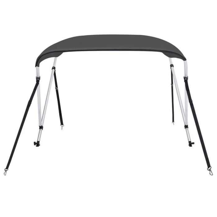 Bimini Pour Bateau 2 Arceaux Gris 179x156x93 Cm - Taud De Soleil Avec Parois Latérales