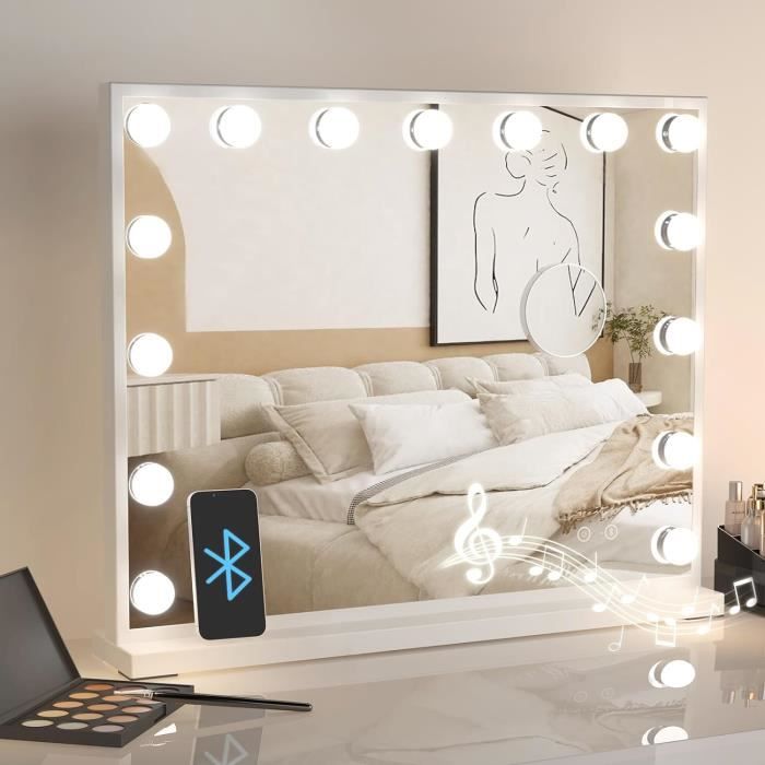 Dripex Miroir Maquillage Lumineux 40 X50Cm, Miroir Led Miroir Hollywood Miroir  Coiffeuse Contrôle Tactile Miroir Lumineux 3 M[H440] - Cdiscount Maison