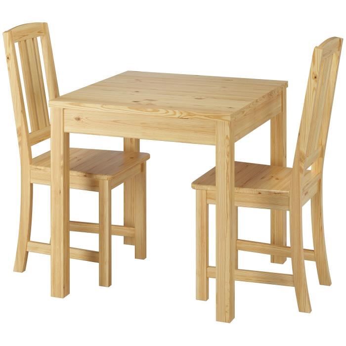 Ensemble table à manger et 2 chaises table de cuisine en pin massif naturel 90.70-50A-Set22 Ensemble table à manger et 2 chaises table de cuisine en pin massif naturel 90.70-50A-Set22