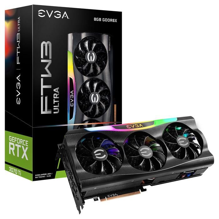 EVGA GeForce RTX 3070 Ti FTW3 ULTRA GAMING Carte graphique GF RTX 3070 Ti 8 Go GDDR6X PCIe 4.0 x16 HDMI 3 x DisplayPort - vue 2
