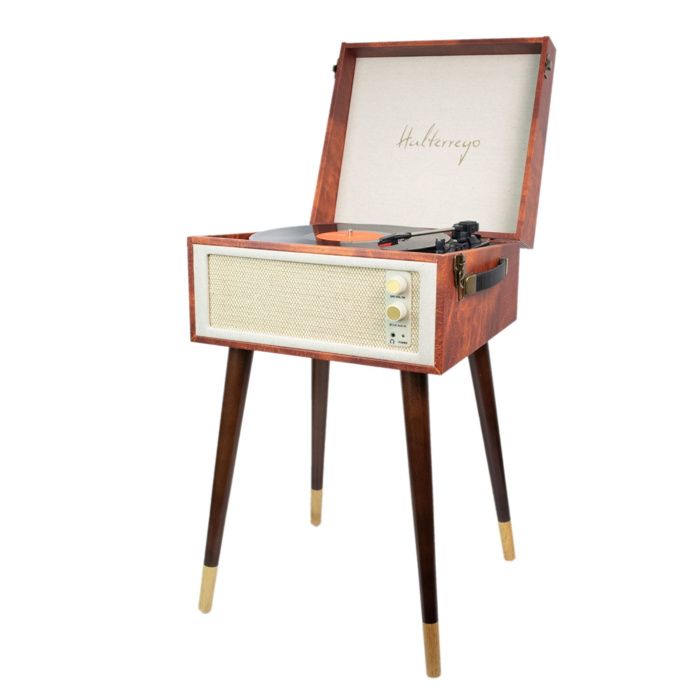 Halterrego Platine vinyle COTTAGE bluetooth out 4 pieds amovibles motif cuir vintage