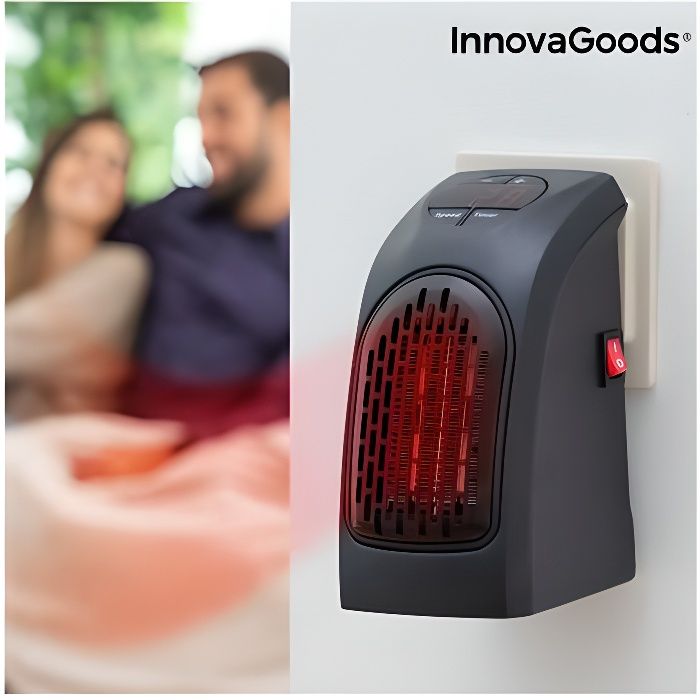 Chauffage Céramique Sur Prise - 400W - Noir - InnovaGoods - Neuf Emballé - 3 Vitesses