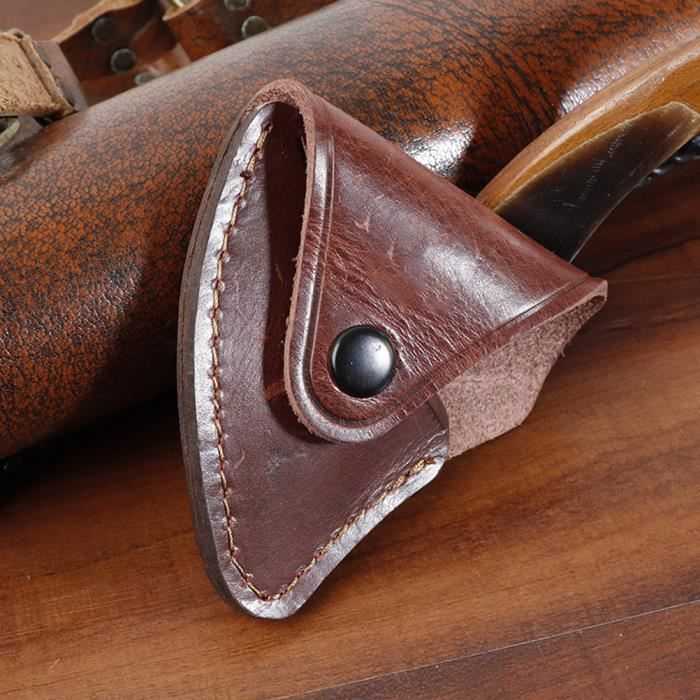 Etui de protection en cuir pour fer de hache de cérémonie - Marron