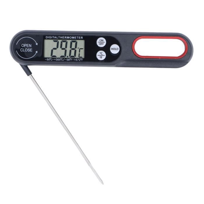 1 Noir Thermomètre Cuisine,Thermomètre de Cuisine à Lecture Instantanée  avec Sonde Longue et écran LCD